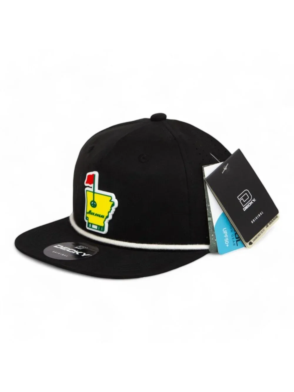 Arkansas Masters Golf 3D Perforated Rope Hat- Black/ White
